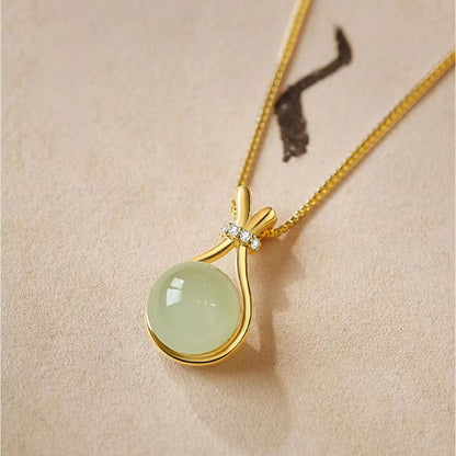 925 Silver Lucky Bag Hetian Nephrite Jade Necklace