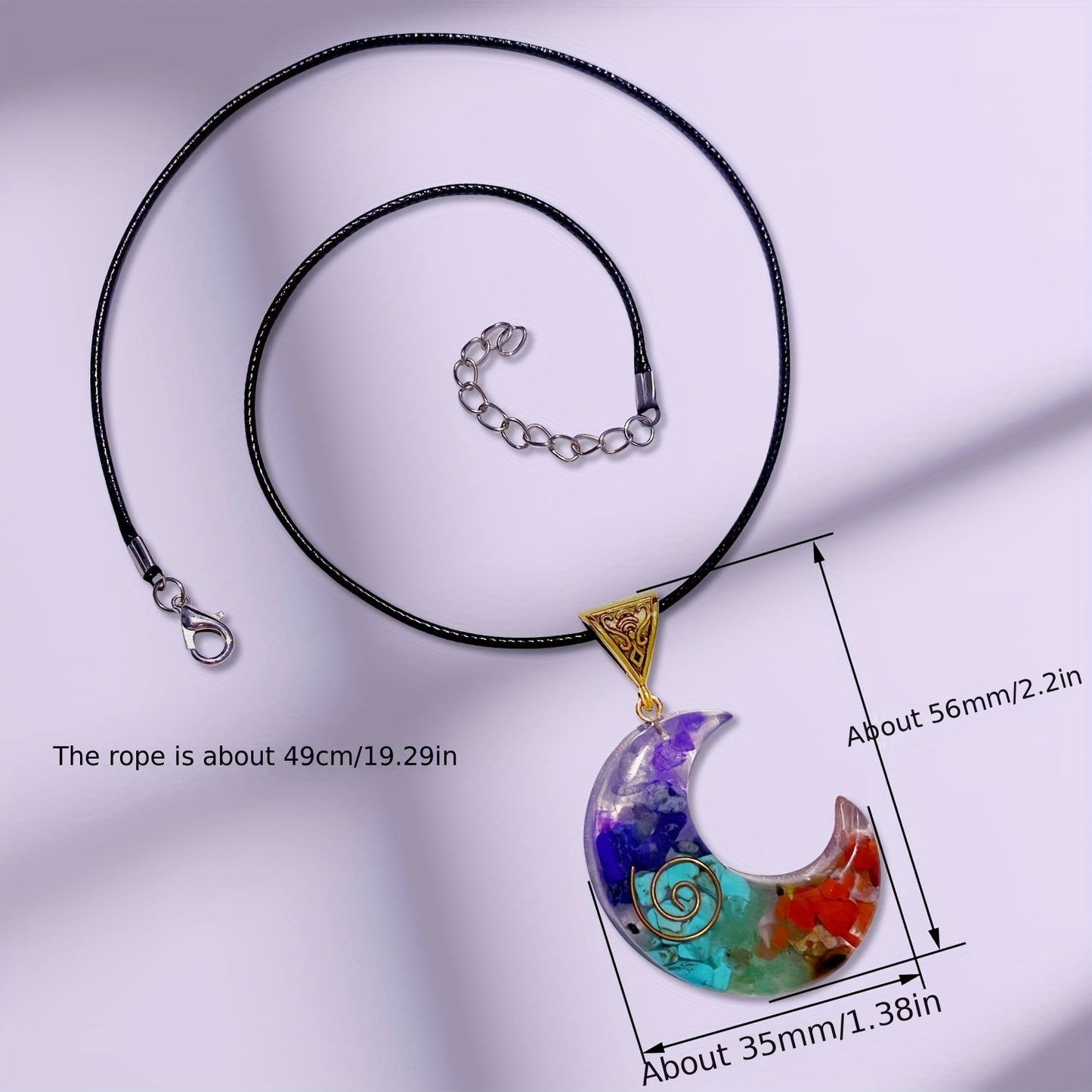 7 Chakra Moon Pendant Necklace - Balance & Harmony