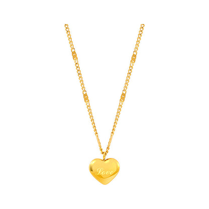 Titanium Heart Necklace – Gold Color “Love” Pendant | Waterproof Jewelry