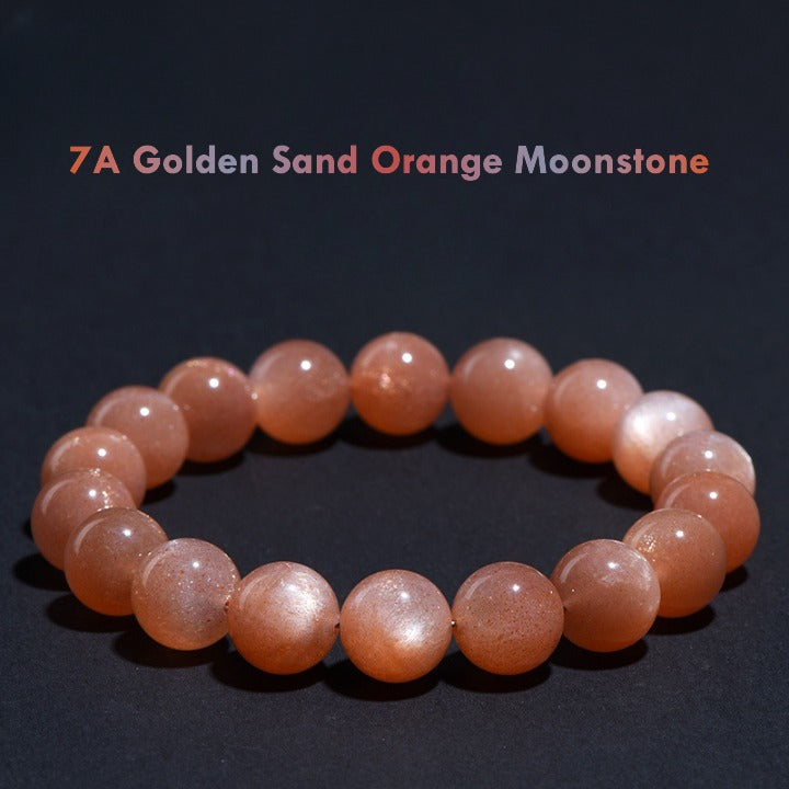 7A Golden Sand Orange Moonstone Bracelet – Shimmering Healing Gemstone Jewelry