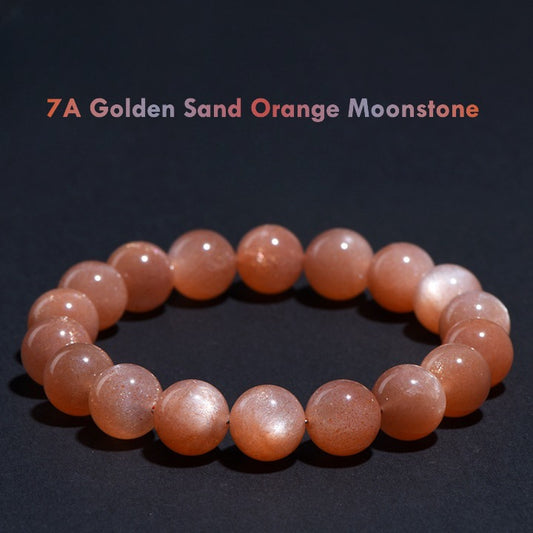 7A Golden Sand Orange Moonstone Bracelet – Shimmering Healing Gemstone Jewelry