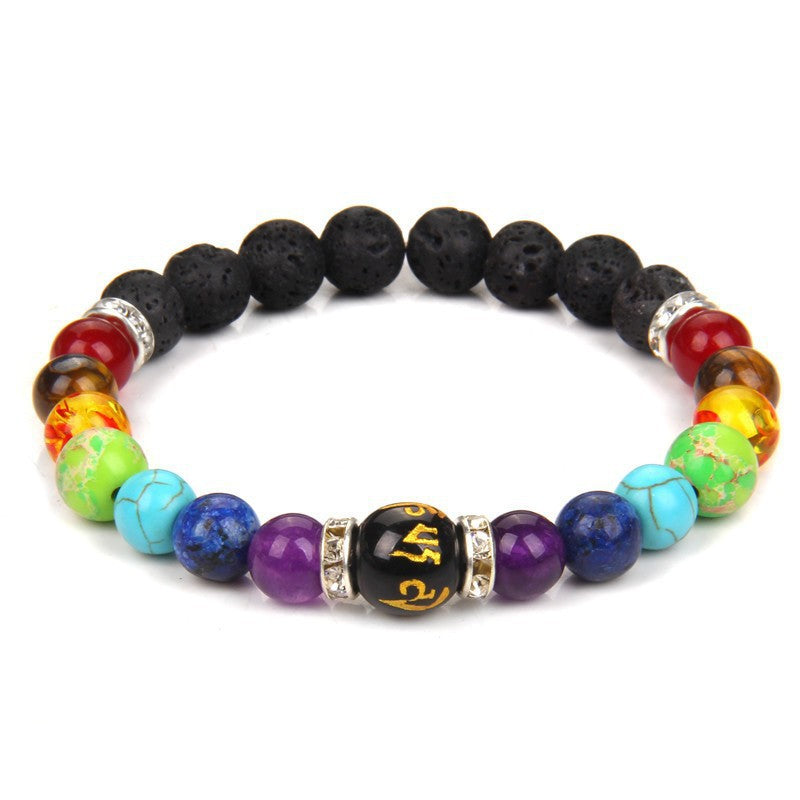 7 chakra lava stone mantra bracelet - ULTRA chakra healing