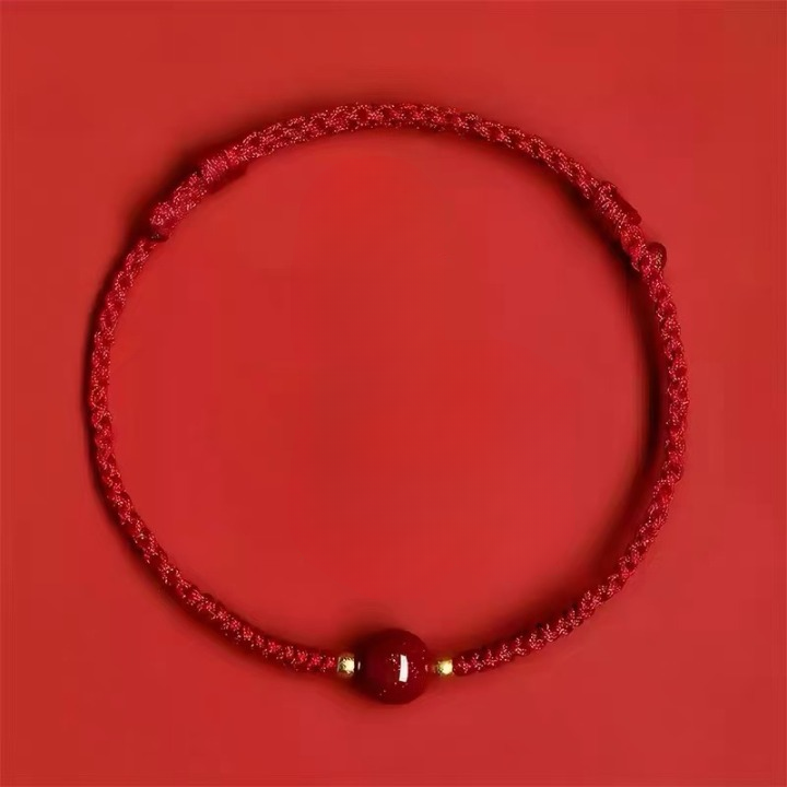 High-Content Cinnabar Red String Bracelet – Handmade Luck & Protection