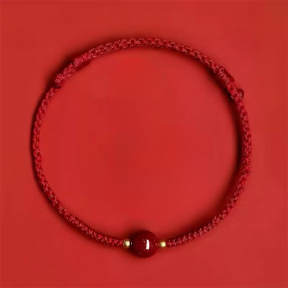 High-Content Cinnabar Red String Bracelet – Handmade Luck & Protection