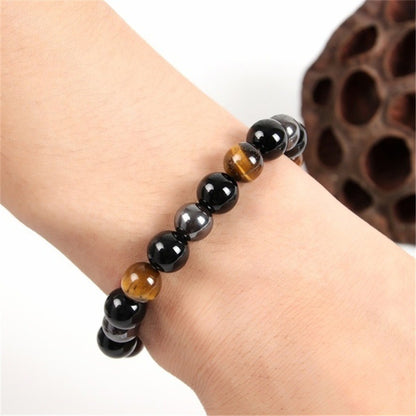 Men’s triple protection bracelet tiger’s eye black obsidian hematite
