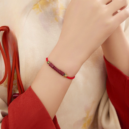 Mani Mantra Cinnabar Red String Bracelet – Wealth, Protection & Good Luck