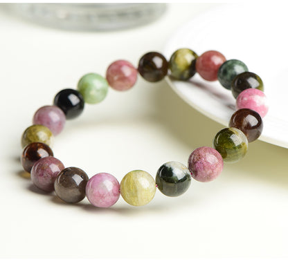 Natural Old Mine Tourmaline Bracelet – Rare Multicolor Wish Stone Beads