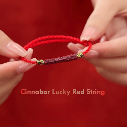 Mani Mantra Cinnabar Red String Bracelet – Wealth, Protection & Good Luck