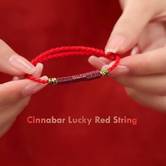 Mani Mantra Cinnabar Red String Bracelet – Wealth, Protection & Good Luck