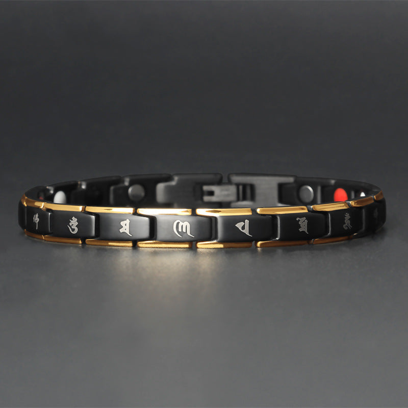 Germanium Magnetic Therapy Bracelet – Titanium 3500 Gauss with Mani Mantra