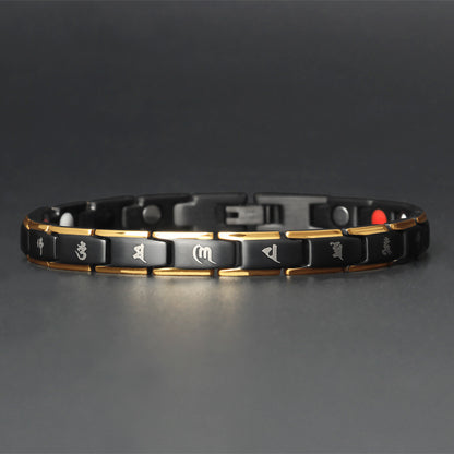 Germanium Magnetic Therapy Bracelet – Titanium 3500 Gauss with Mani Mantra