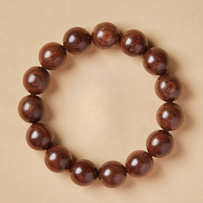Natural Golden Sandalwood Bead Bracelet – Authentic Wooden Mala