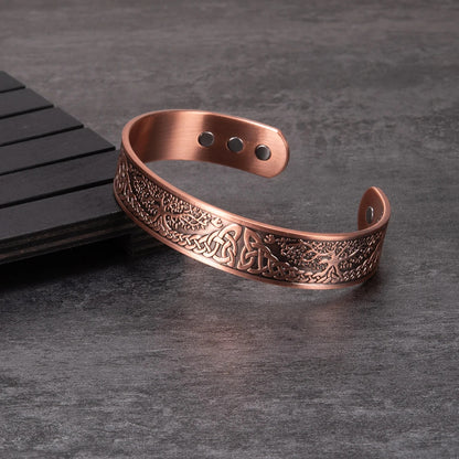 99.99% Pure Red Copper Tree of Life Magnetic Bracelet – Healing & Balance