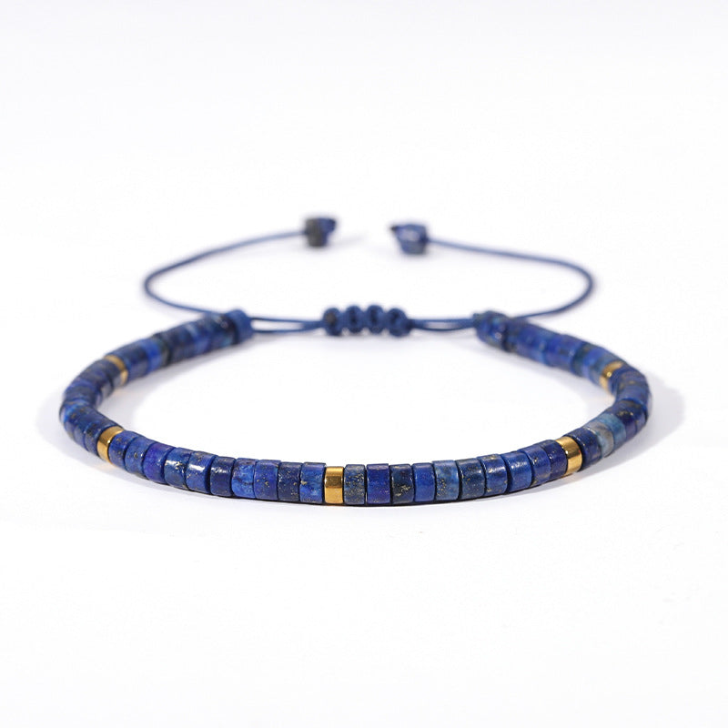minimalist lapis lazuli and gold bead bracelet