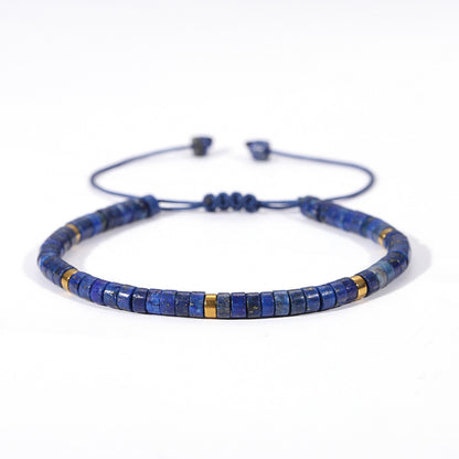 minimalist lapis lazuli and gold bead bracelet