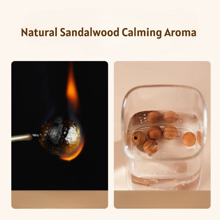 Natural Golden Sandalwood Bead Bracelet – Authentic Wooden Mala