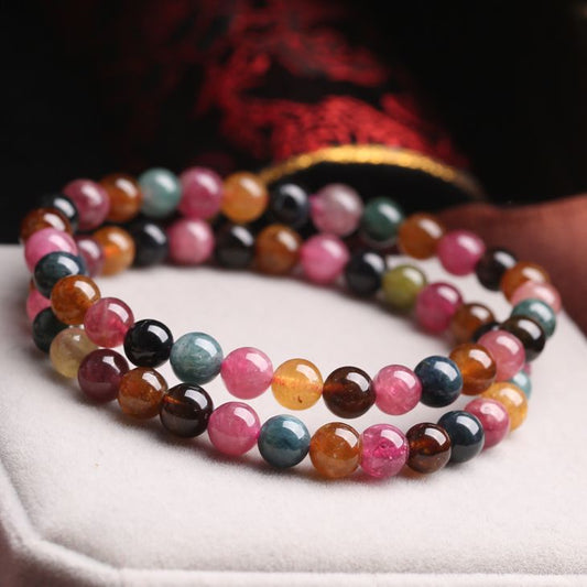 Natural Brazil Tourmaline Bracelet – Multicolor Healing Crystal Jewelry