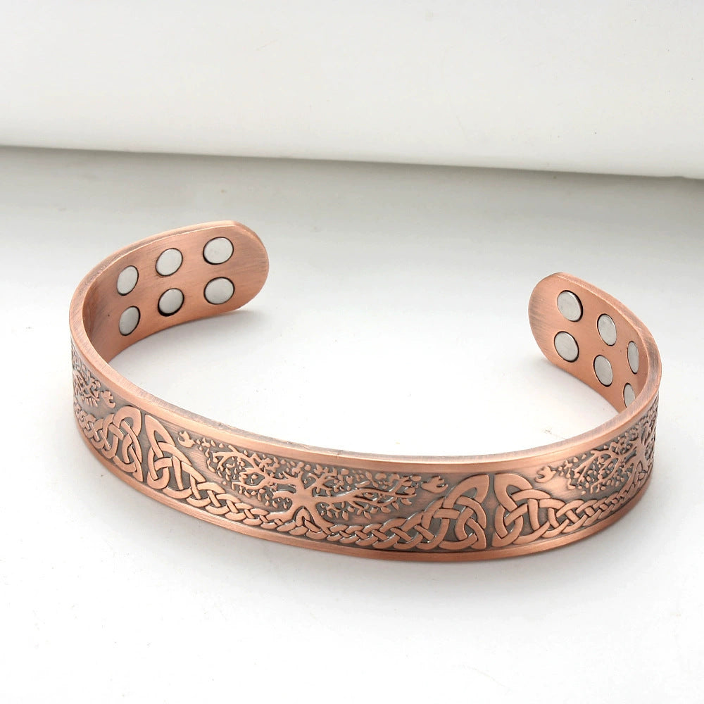99.99% Pure Red Copper Tree of Life Magnetic Bracelet – Healing & Balance