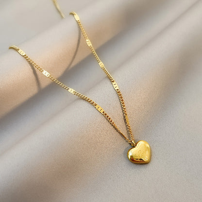 Titanium Heart Necklace – Gold Color “Love” Pendant | Waterproof Jewelry