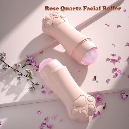 Natural Rose Quartz & Lava Stone Facial Roller – Oil Control & Skin Calming