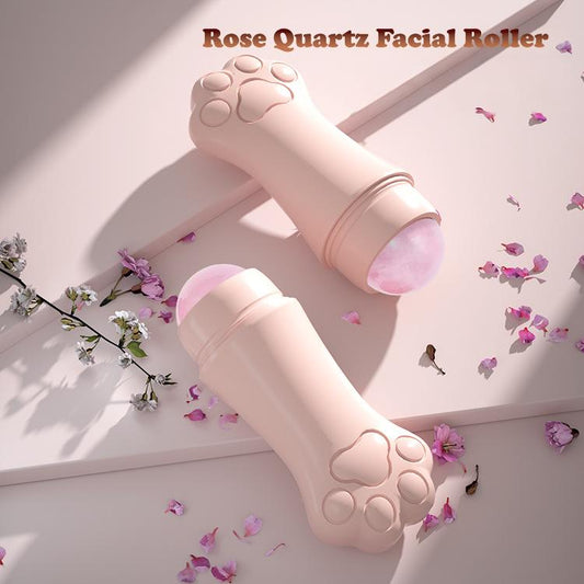 Natural Rose Quartz & Lava Stone Facial Roller – Oil Control & Skin Calming