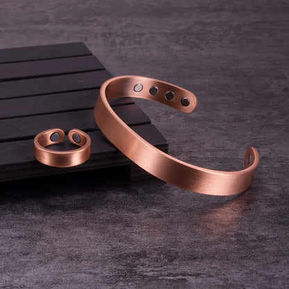 99.99% Pure Red Copper Magnetic Bangle & Ring Set – Balance & Vitality