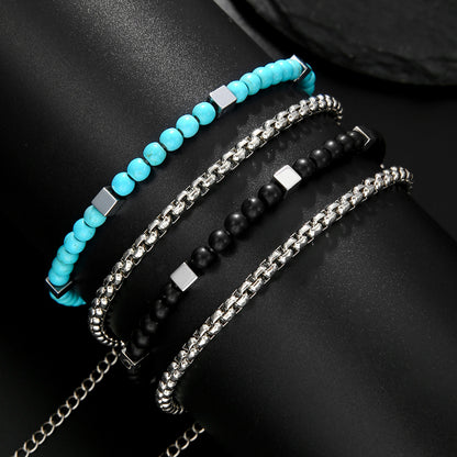 boho turquoise bracelet for men – handmade natural stones