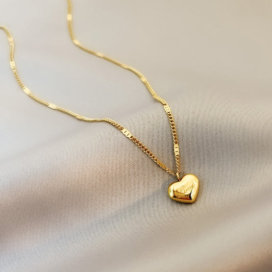 Titanium Heart Necklace – Gold Color “Love” Pendant | Waterproof Jewelry