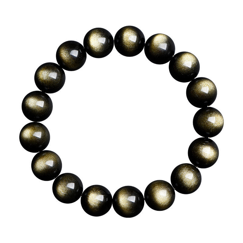 Natural Double Eye Obsidian Bracelet – Gold & Silver Black Obsidian