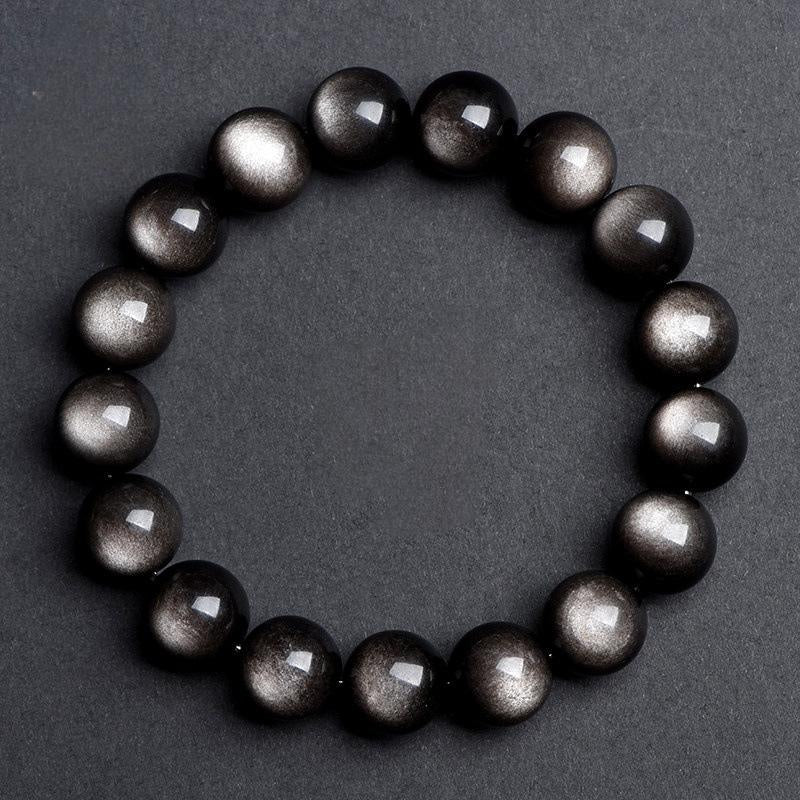 Natural Double Eye Obsidian Bracelet – Gold & Silver Black Obsidian