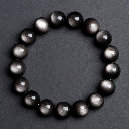 Natural Double Eye Obsidian Bracelet – Gold & Silver Black Obsidian