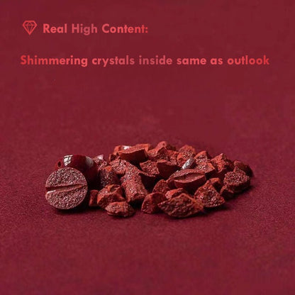 Shimmering red cinnabar gemstone beads with natural crystal inclusions