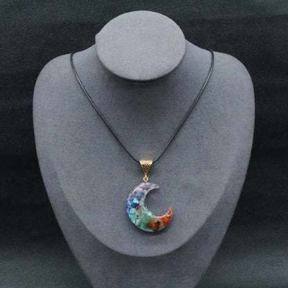 7 Chakra Moon Pendant Necklace - Balance & Harmony