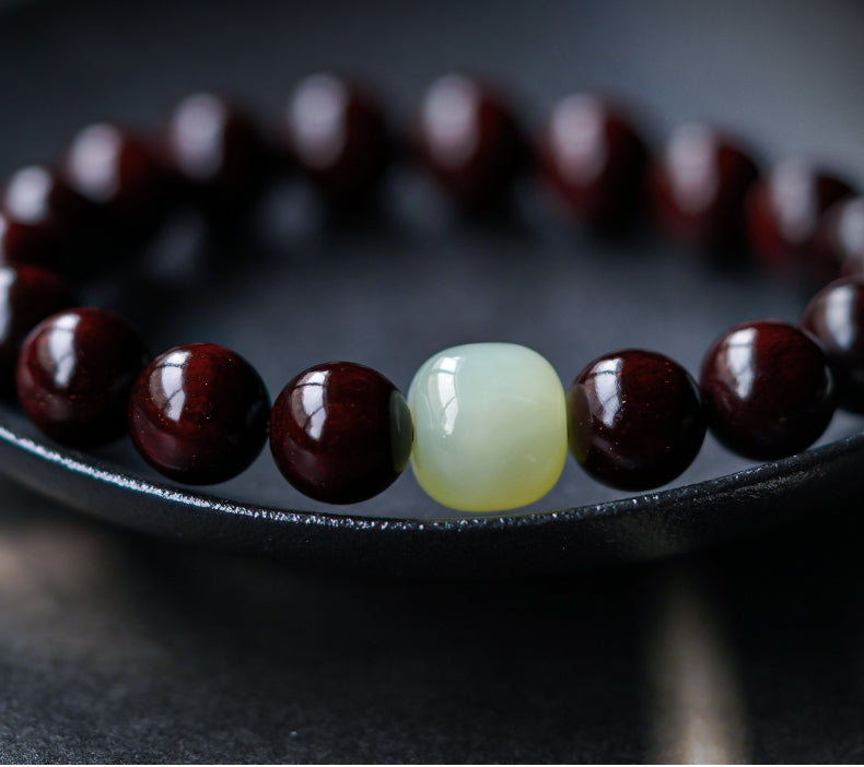 Hetian Nephrite Jade & Sandalwood Bracelet - Serenity & Balance