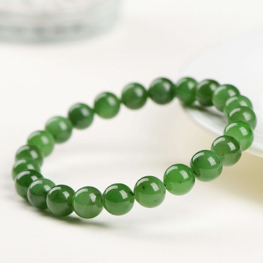 Certified Dark Green Hetian Jade Bracelet - Pure Harmony & Balance