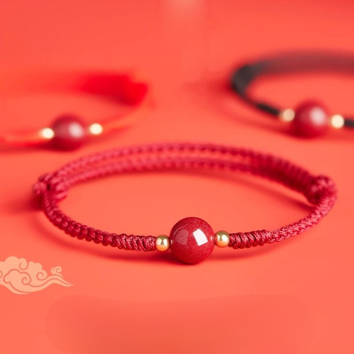 High-Content Cinnabar Red String Bracelet – Handmade Luck & Protection