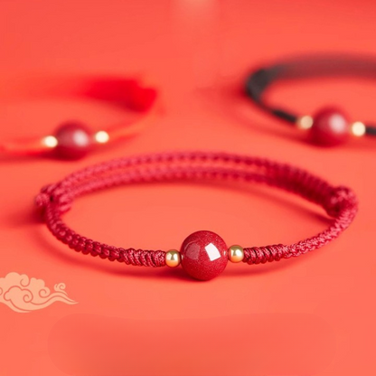 High-Content Cinnabar Red String Bracelet – Handmade Luck & Protection