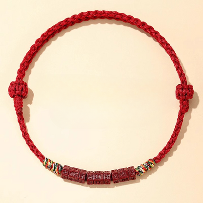 Mani Mantra Cinnabar Red String Bracelet – Wealth, Protection & Good Luck