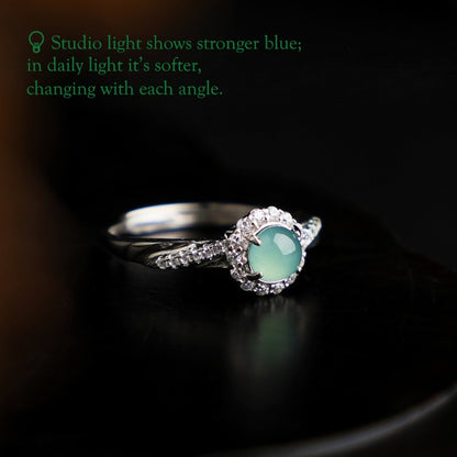 Blue Water Jade Ring – Luminous Blue Jade in Silver Band