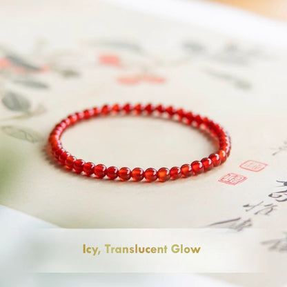 Ice-Transparent Carnelian Bracelet – 4mm Natural Red Agate Beads