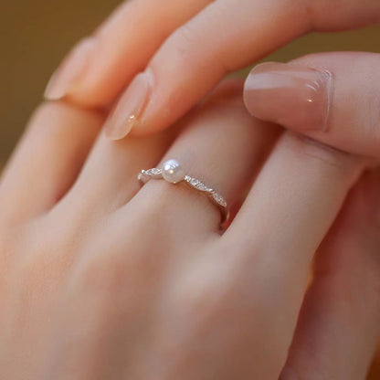 women’s dainty pearl ring sterling silver jewelry