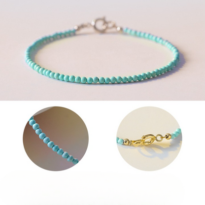 14k Gold Plated 2mm Turquoise Thin Bracelet – Minimalist Stackable Jewelry