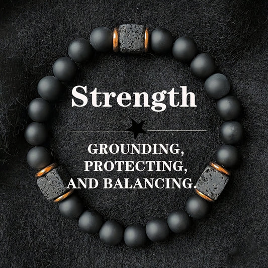 Strength Bracelet - Black Onyx Cube Bracelet for Grounding & Focus
