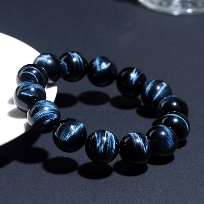 COLLECTION GRADE Natural Lightning Blue Tiger's Eye Bracelet - Power, Protection, and Clarity