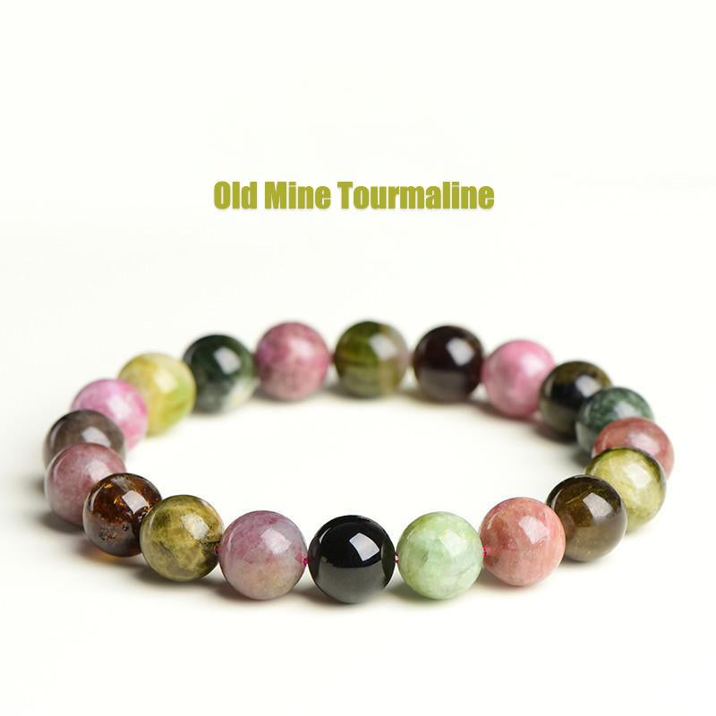 Natural Old Mine Tourmaline Bracelet – Rare Multicolor Wish Stone Beads