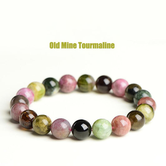Natural Old Mine Tourmaline Bracelet – Rare Multicolor Wish Stone Beads