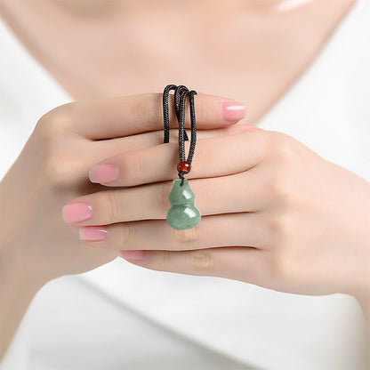 Natural jadeite jade hulu pendant necklace for protection and luck