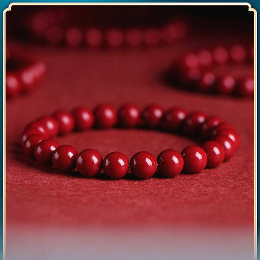 Pure Hand Polished Classic 90% High Content Cinnabar Bracelet - Enhance Energy & Well-being