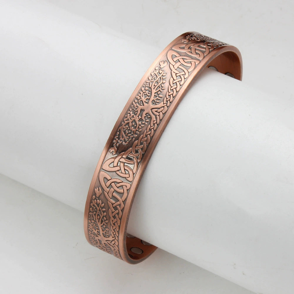 99.99% Pure Red Copper Tree of Life Magnetic Bracelet – Healing & Balance