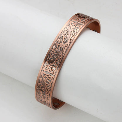 99.99% Pure Red Copper Tree of Life Magnetic Bracelet – Healing & Balance